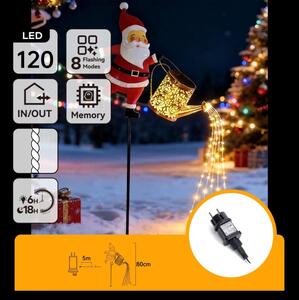 Aigostar -LED Decorazione natalizia da esterno 120xLED/8 funzioni 80 cm IP44 Santa/bianco caldo