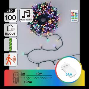 Aigostar - Catena luminosa LED dimmerabile per esterni con sensore 100xLED/3xAA 12m multicolore + telecomando