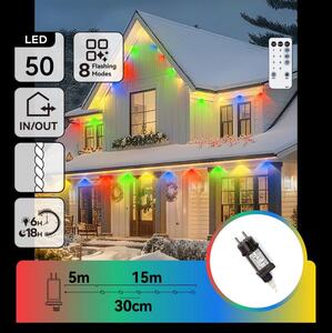 Aigostar - LED dimmerabile catena luminosa natalizia per esterni 50 LED/8 funzioni 20 m IP44 multicolore + telecomando