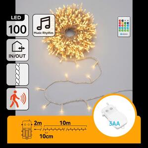 Aigostar - Catena luminosa LED dimmerabile da esterno con sensore 100xLED/3xAA 12m bianco caldo + telecomando