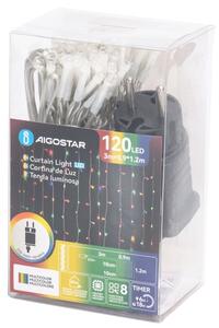 Aigostar - Catena luminosa natalizia LED da esterno 120 LED/8 funzioni 3,9x1,2m IP44 multicolore