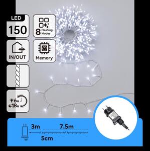 Aigostar - Catena luminosa LED da esterno per Natale 150xLED/8 funzioni 10,3m IP44 bianco freddo