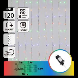 Aigostar - Catena luminosa natalizia LED da esterno 120 LED/8 funzioni 3,9x1,2m IP44 multicolore