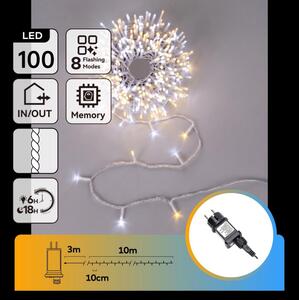 Aigostar - LED catena luminosa natalizia per esterni 100xLED/8 funzioni 13m IP44 calda/fredda