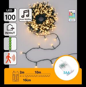 Aigostar - LED dimmerabile per esterni, catena luminosa con sensore 100xLED/3xAA 12m bianco caldo + telecomando