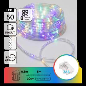Aigostar - LED Catena luminosa di Natale per esterni 50xLED/8 funzioni 3xAA 5,3m IP44 multicolore