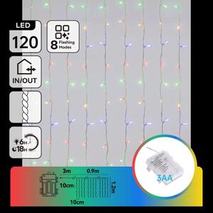 Aigostar - Catena luminosa di Natale a LED per esterni 120xLED/8 funzioni 3xAA 3,9x1,2m IP44 multicolore