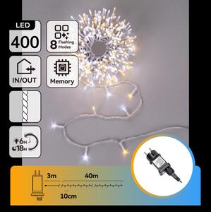 Aigostar - Catena luminosa LED da esterno per Natale 400xLED/8 funzioni 43m IP44 bianco caldo/freddo