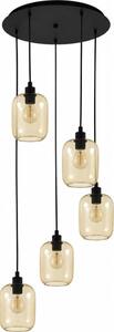 BRILAGI - Lampadario LED su cavo RETRO GLASS 5xE27/60W/230V nero/marrone fumé
