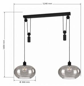 BRILAGI - LED Lampadario a sospensione con cavo RETRO GLASS 2xE27/40W/230V nero/grigio fumé