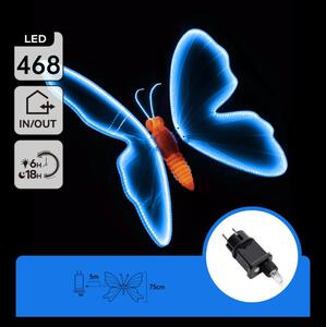 Aigostar - Decorazione per esterni a LED 468xLED 75 cm IP44 farfalla/blu