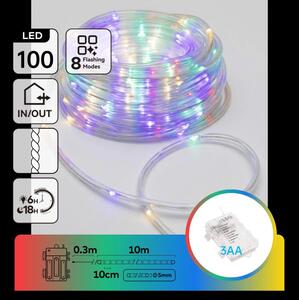 Aigostar-LED Catena luminosa natalizia da esterno 100xLED/8 funzioni 3xAA 10,3m IP44 multicolore