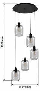 BRILAGI - Lampadario LED a sospensione con cavo RETRO GLASS 5xE27/60W/230V nero/grigio fumé