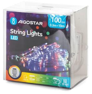 Aigostar-LED Catena luminosa natalizia da esterno 100xLED/8 funzioni 3xAA 10,3m IP44 multicolore