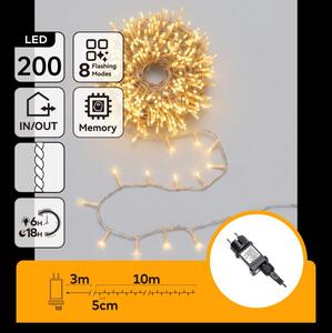 Aigostar - LED Catena luminosa natalizia per esterni 200xLED/8 funzioni 13m IP44 bianco caldo