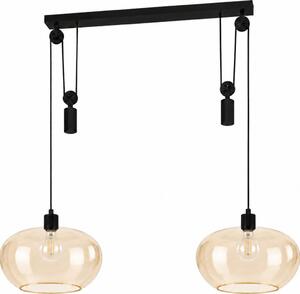 BRILAGI - LED Lampadario a sospensione con cavo RETRO GLASS 2xE27/40W/230V nero/beige fumato