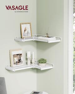 VASAGLE Scaffale angolare a L, set da 2 pezzi, scaffale da parete, design industriale, bianco nuvola