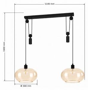 BRILAGI - LED Lampadario a sospensione con cavo RETRO GLASS 2xE27/40W/230V nero/beige fumato