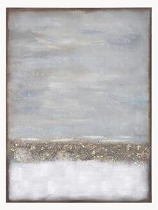 Stampa su tela dipinta a mano con cornice in legno Abstract Horizon