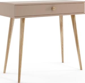 Comò da trucco Bettso, consolle con cassetto e gambe in legno alte, ideale per camera da letto o cameretta, dimensioni 90 x 80 cm, colore beige (IKON)