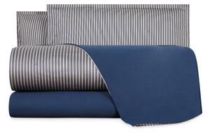 Completo Copripiumino MATRIMONIALE - 255X255 175X205 2 FEDERE 50X80 Straight BLU Raso Di Cotone Caleffi