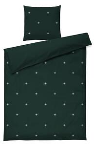 Set copripiumino e federa verde scuro in percalle di cotone per letto singolo 140x200 cm Christmas Fable – JUNA