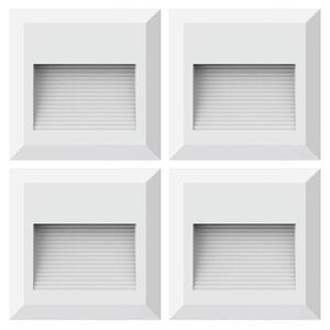 Set di 4 luci a LED per gradini, applique da esterno, plastica bianca, H 12,4 cm