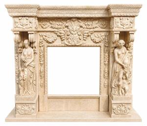 Cornice per camino in marmo stile barocco "Casa Padrino", color beige, 190 x 160 cm - Arredamento in stile barocco