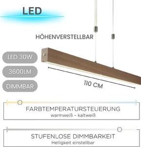 Lampada a sospensione Leuchten Direkt Amanda a sospensione LED 30W CCT dimmerabile touch dimmer legno decor nichel opaco