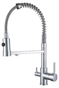 Rubinetto da cucina a tre vie con doccetta estraibile