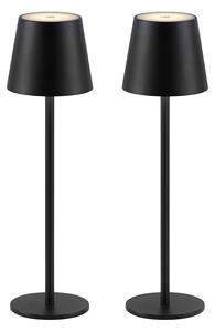 JUST LIGHT Lampada da tavolo a LED con batteria ricaricabile, set da 2, orientabile verso l'alto e verso il basso, USB, dimmerabile con comando touch, nera, per interni ed esterni, 29251-16AO, 29251-18AO, 29251-26AO, 29251-43AO