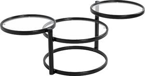 Tavolino HAKU, colore nero - Metallo, vetro di sicurezza 5 mm, dimensioni: 58-140x43x50 cm
