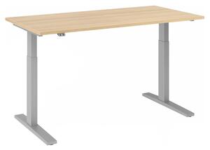 Scrivania regolabile in altezza XMKA | 2 motori | 120-180 cm | elettrica | rovere, colore telaio:argento, dimensioni piano d'appoggio:160 x 80 cm