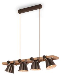 Lampada a sospensione lampada a sospensione retrò vintage 4xE27 40W grigio antico metallo-legno Briloner