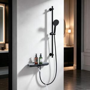 Supporto per doccia con doccetta manuale da 90 cm, colore nero