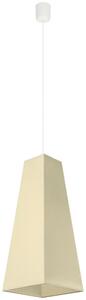 Lampada a sospensione, tessuto, color crema, lunghezza 20 cm, modello PIRAMIDE