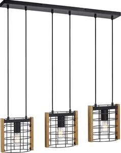 Lampada a sospensione JUST LIGHT DRAIN in legno, stile industriale retrò con inserti in legno; ideale per la zona giorno, ad esempio soggiorno, sala da pranzo, camera da letto