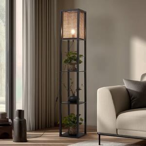 Lampada da terra Birta Lindby, Nero, Soggiorno / Sala da pranzo, Legno, Moderno, Lampada da terra