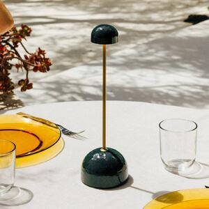 MARSET lampada LED da tavolo ricaricabile Sips, verde/oro, 31 cm, acciaio dimmerabile, Ottone / Oro, Metallo, Design