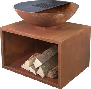 BUSCHBECK barbecue a carbonella Rubigo effetto ruggine, 70 x 70 x 70 cm, con griglia in acciaio inox