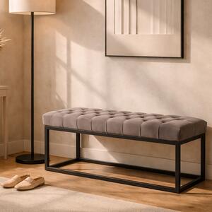 VidaXL Panca E 2 Pouf In Giunco Grigio | Set Portaoggetti Con Cuscini, Soluzione Salvaspazio