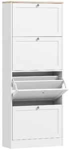 HOMCOM Scarpiera Salvaspazio a 4 Cassetti con Ripiani Regolabili su 2 Livelli, 60x23.5x151 cm, Bianco | Aosom Italy