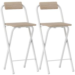 HOMCOM Set 2 Sgabelli da Bar Pieghevoli con Poggiapiedi, in Legno e Acciaio, 37x45x87 cm, Legno | Aosom Italy