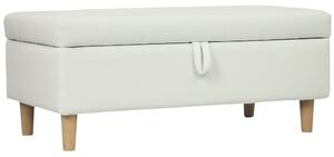 HOMCOM Poggiapiedi imbottito con vano portaoggetti, gambe in legno, rivestimento in tessuto morbido, Bianco crema | Aosom Italy