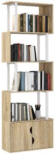 HOMCOM Libreria a 5 livelli, mobile di archiviazione con scaffali e armadio doppia porta, 60 x 23,8 x 179,2 cm, legno naturale | Aosom Italy