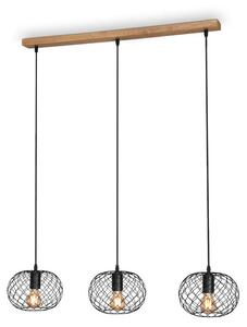 Lampada a sospensione Vintage Schermo in filo metallico 3xE27 nero max.40W Metallo-legno Briloner