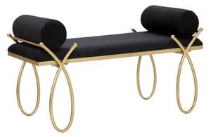 Panca in Velluto telaio in metallo Dorato Anni 20 RIBBON ROSA Dimensioni 112,5x49x h53 cm peso 9 kg rivestimento colore nero