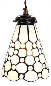 Clayre & Eef lampada a sospensione Tiffany Ø 15x115 cm vetro bianco marrone