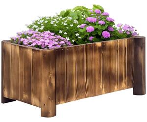 Outsunny Fioriera Vaso per Piante Box Rettangolare in Legno di Abete 70 x 35 x 30cm|Aosom