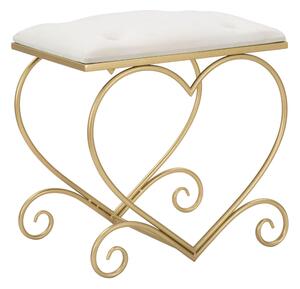 Sgabello in metallo dorato con tessuto imbottito rosa HEART CREMA Dimensioni 50x37,5x51,5 cm peso 3,5 kg rivestimento colore Crema